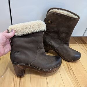 UGG Women's Brown Shearling Clogs